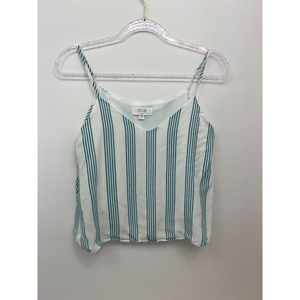 Sz S Women's Peach Love Striped Top Spaghetti Strap Beach Summertime